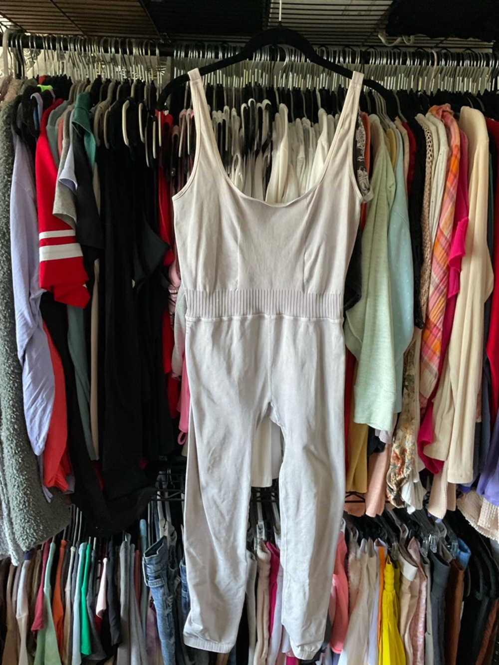 FP Movement by Free People Cream Scoop Neck Jumpsuit
